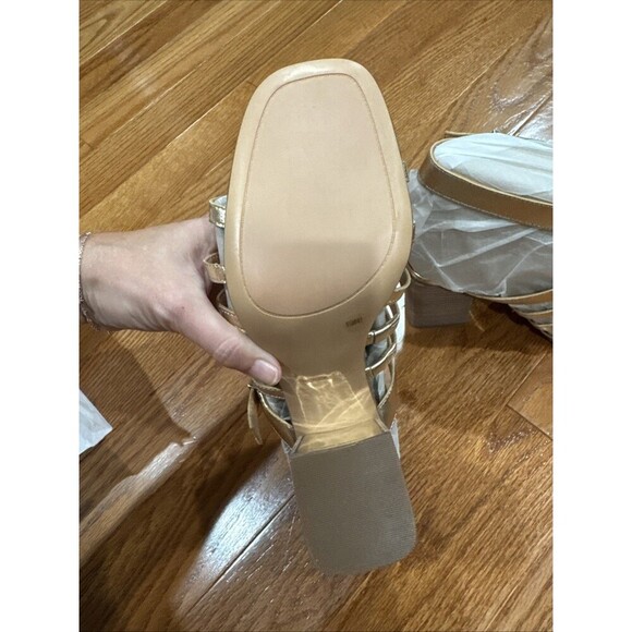 Vince Camuto Hicheny Cage Sandals Women's Size 9.5 Metallic Gold Gladiator NEW - Picture 7 of 9